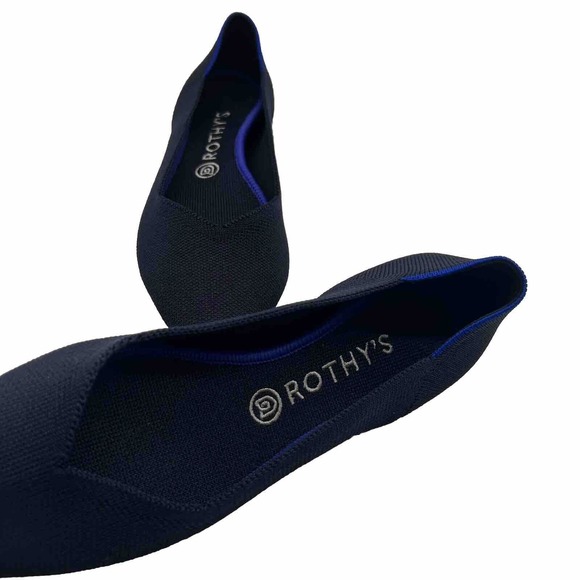 Rothy’s Shoes Women Size 10.5 The Point Poseidon Blue Knit Pointed Toe Flats - Picture 6 of 7
